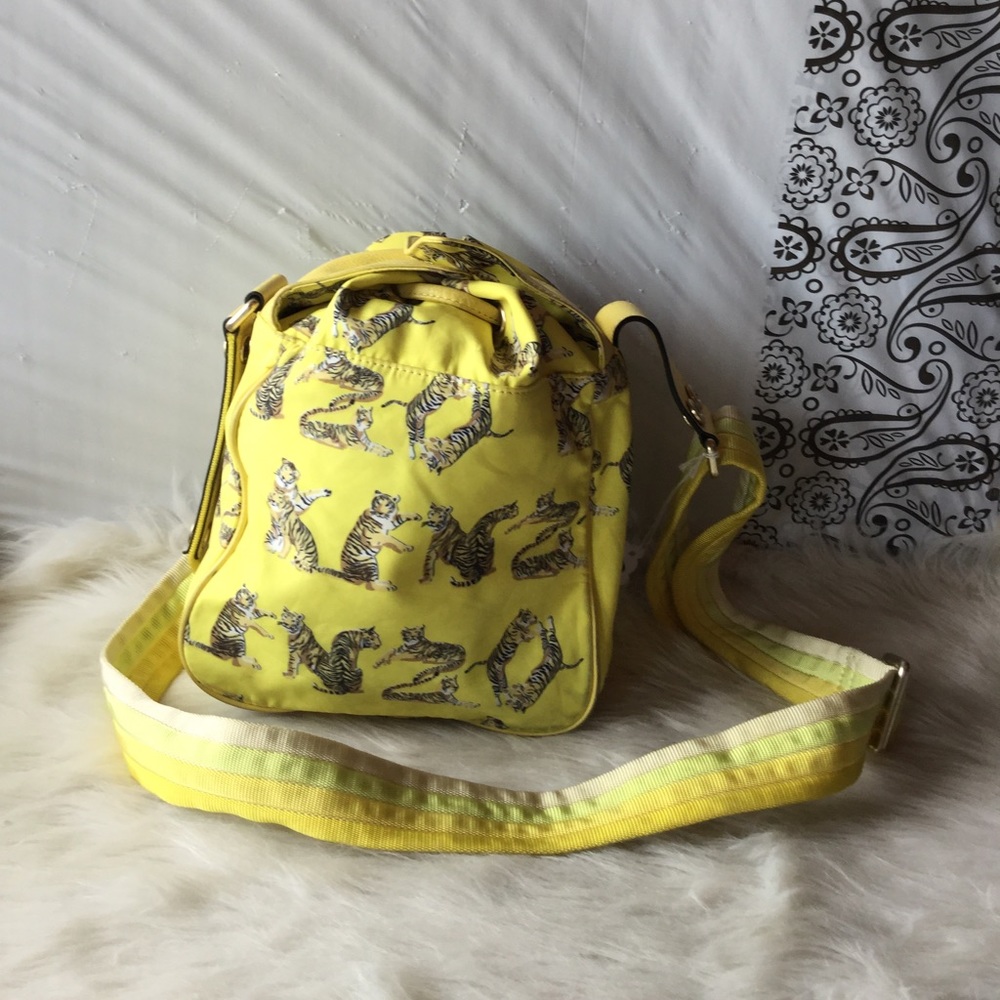Kenzo Tiger Print Yellow Nylon Crossbody Bag